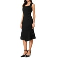 thumbnail image 4 of INSPIRE CHIC Women's Cocktail Sleeveless Sweetheart Neck Bodycon Fishtail Ruffles Midi Dresses XS Black, 4 of 6