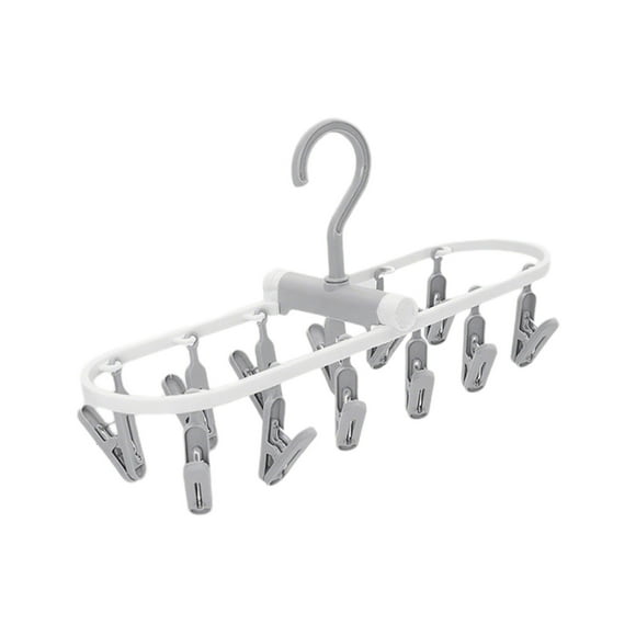 Portable Foldable Clothes Drying Rack with Rotating Clips Multi-Purpose Laundry Hanger for Underwear and Socks Indoor Outdoor Use for Dorm and Travel