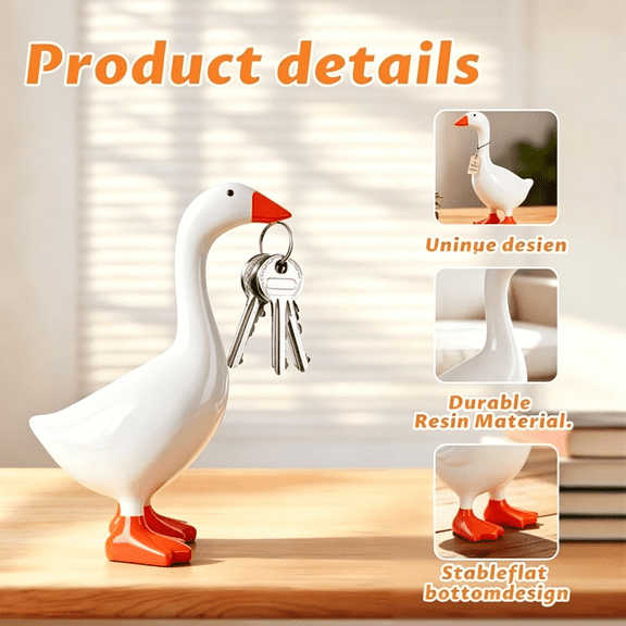 BXIRSM 7 Inch Desk Goose with Magnetic Beak - Funny Desk Decor & Key Holder, Cute Office Decor Resin Figurine, Quirky Goose Decor & Desk Decor for Women, Ideal Office Gifts for Women & Home Entryway