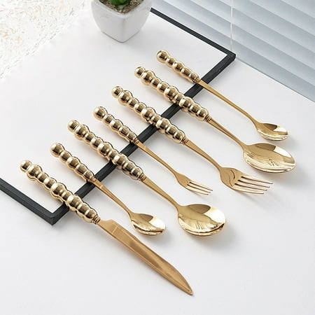 

Silverware Set 7 Piece Flatware Set Stainless Steel Mirror Polished Tableware Cutlery Set Reusable Travel Utensil Sets for Kitchen Dishwasher Safe