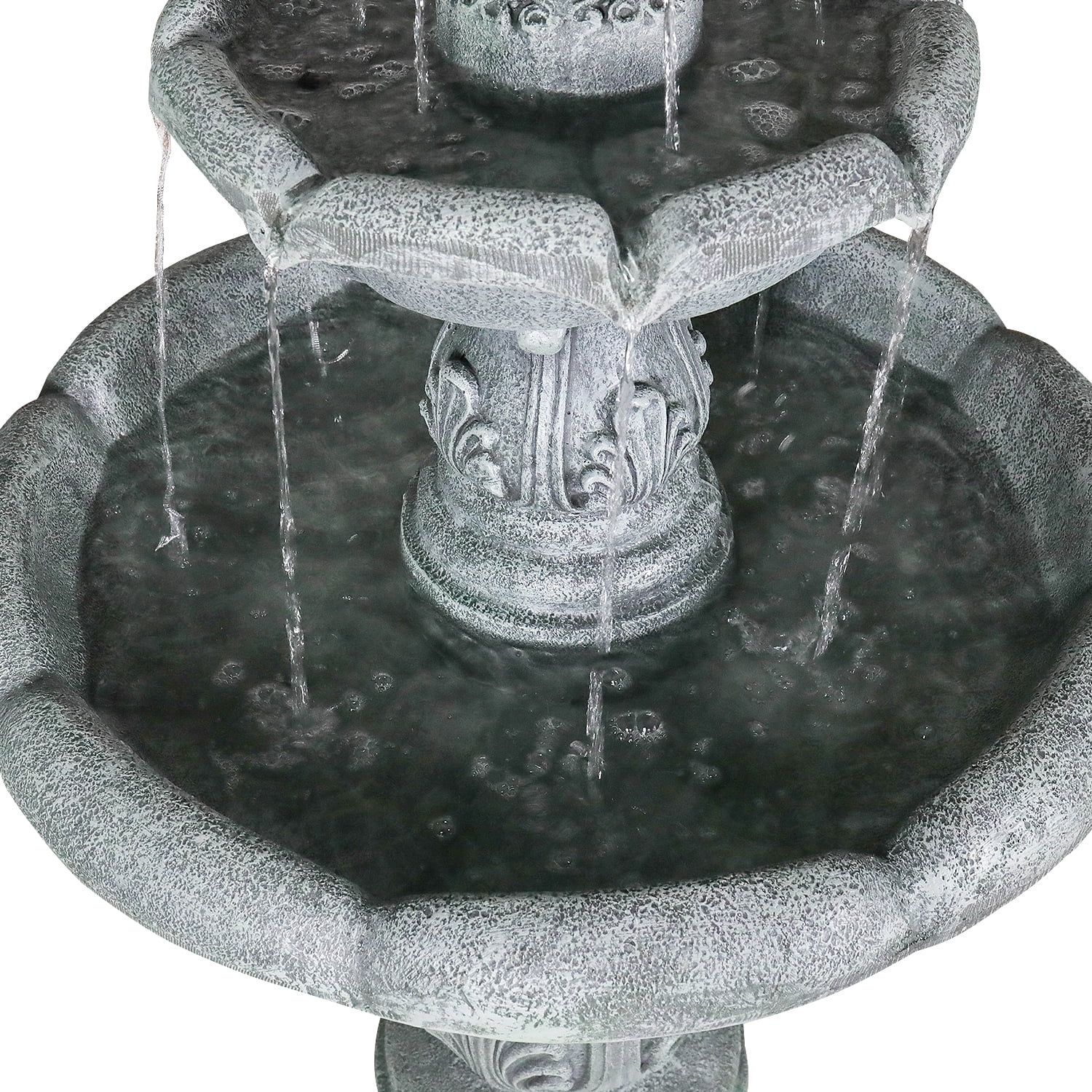 48in High Outdoor Three-Tier Water Fountain with Water Pump for Gardens, Landscaping, Patios, Balconies and Lawns Decoration