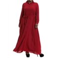 thumbnail image 1 of KVMeteor Women's Plus Size Sexy Long Sleeve Solid Color Button Slit Dress, 1 of 6