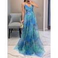 thumbnail image 5 of Women'S Floral Strappy Dress Low Cut Tie Front High Waist Slit Maxi Printed Summer Dress Green XXL, 5 of 6