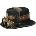 thumbnail image 3 of PuliPuqi Unisex Gothic Steampunk Top Hats with Goggle Gear Hat Headwear Men Women, 3 of 6