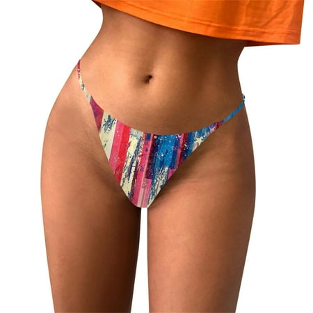 

Womens Lingerie 4th of July Independence Day Prints Panties Thong Colors Optiont T Back Comfort Soft Low Rise Panties Underpants