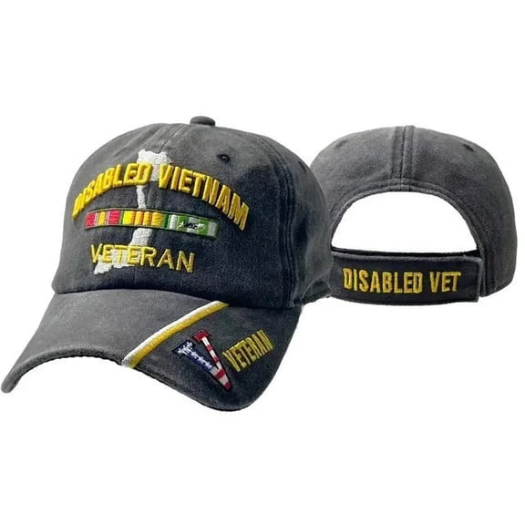 DISABLED VIETNAM VETERAN VET BLACK EMBROIDERED HAT CAP (LICENSED)