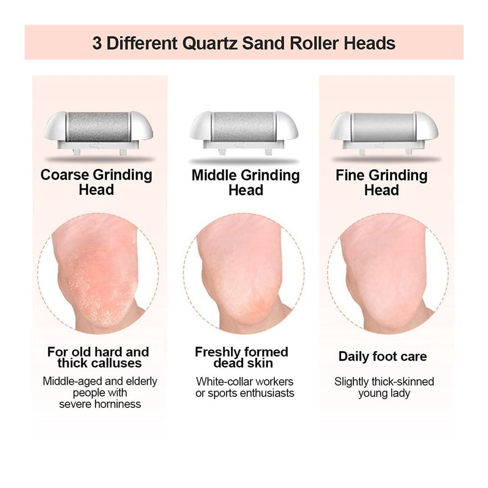 Electric Foot File Callus Remover, Rechargeable Pedicure Tools Foot Care Kit, Callus Remover for Feet with 3 Roller Heads,2 Speed, Display for Remove Cracked Heels Calluses and Hard Skin
