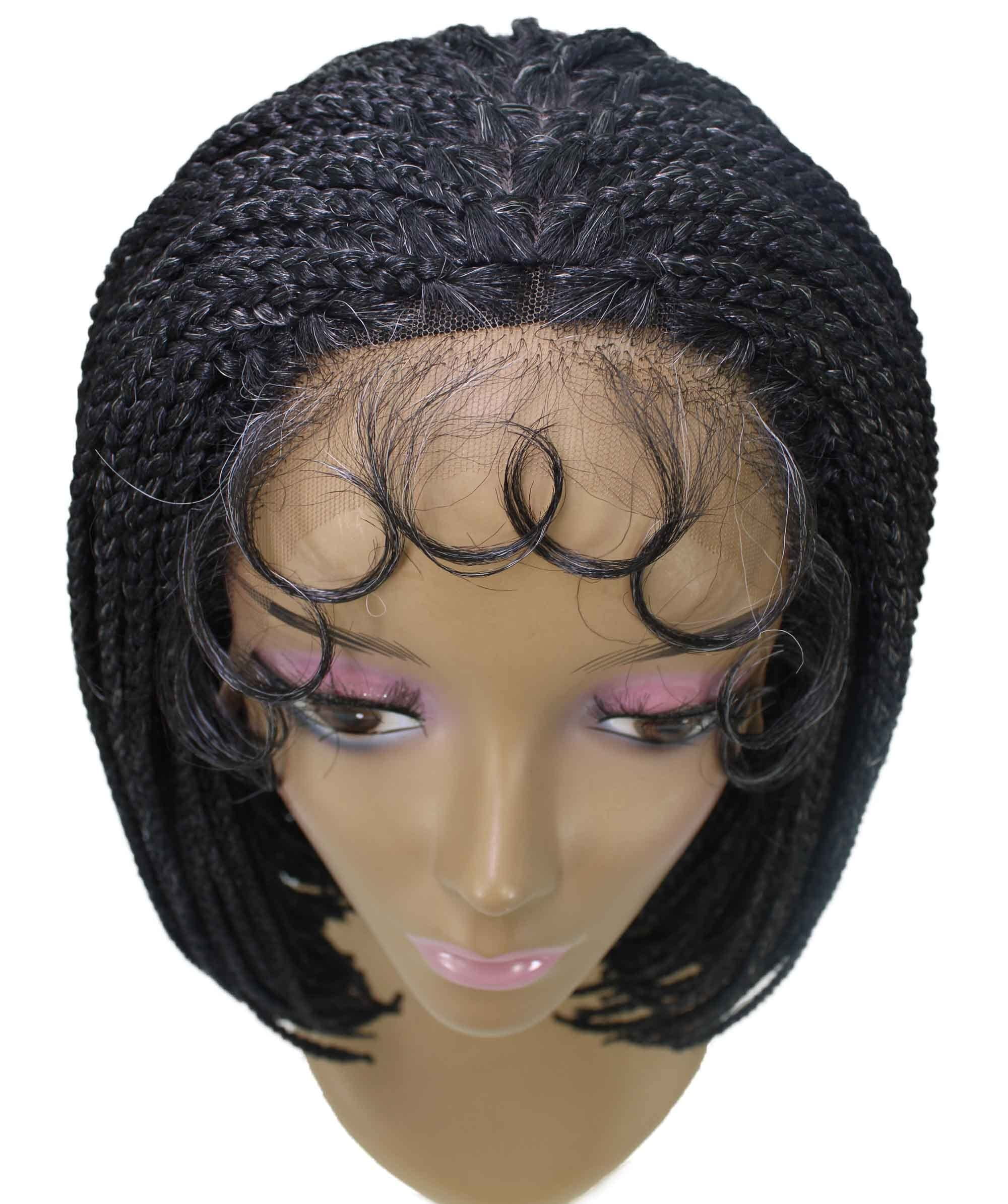 LUXLUXE Jayla Straight Braided 12 in Long Braided Wig, Beauty Heat Resistant Fiber ( Salt and Pepper Grey)
