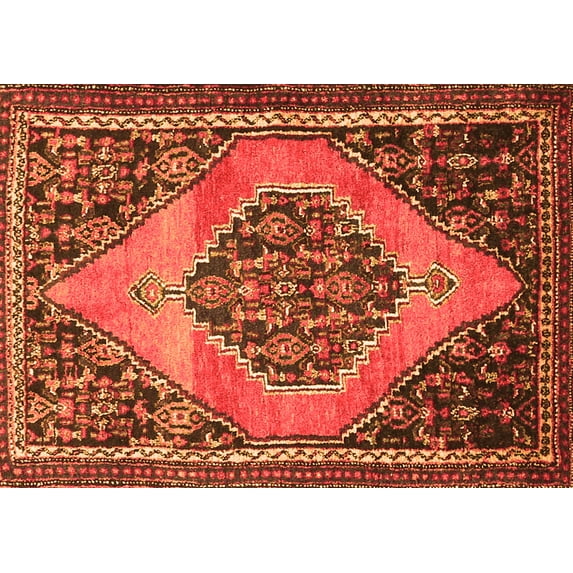 Ahgly Company Indoor Rectangle Medallion Orange Traditional Area Rugs, 7' x 9'