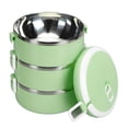 thumbnail image 3 of Caja Bento Apilable Con Sello De Acero Inoxidable, Fiambrera A Prueba De Fugas, Contenedores De Alimentos Para Trabajo, Escuela, Oficina, Niños, Adultos, Estudiantes, Niños, 3 Capas, Verde Jadeshay moderno, 3 of 7