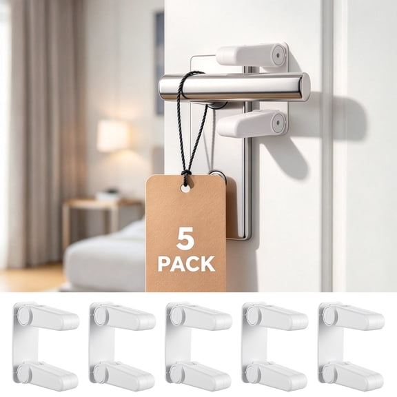 KABOER 5 Pack Baby Safety Door Locks for Kids, Childproof Door Lever Lock, No-Drilling Adhesive Door Handle Baby Proof Locks, Easy One-Hand Adult Operation