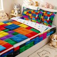 thumbnail image 3 of Erosebridal Colorful Building Brick Zipper Twin Comforter Sets with Fitted Sheet and 2 Pillowcases for Boys Girls, Block Shape Print Zipper Bedding Set, Polkadot Reversible, 4 Pieces, 3 of 7