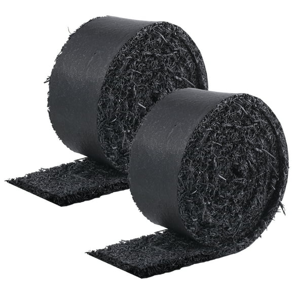 KFFKFF Rubber Mulch for Landscaping, 2 Rolls Recycled Rubber Mulch Mat 120 x 4.5 in, Permanent Rubber Pathway, Natural-Looking Black Mulch Garden Edging for Plants