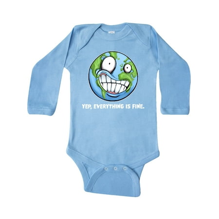 

Inktastic Yep Everything Is Fine with Distressed Planet Earth Gift Baby Boy or Baby Girl Long Sleeve Bodysuit