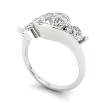 3.5 ct round cut clear Zircon 18k white gold 3 stone Bridal Wedding Engagement Promise Anniversary Ring for Women size 7.25