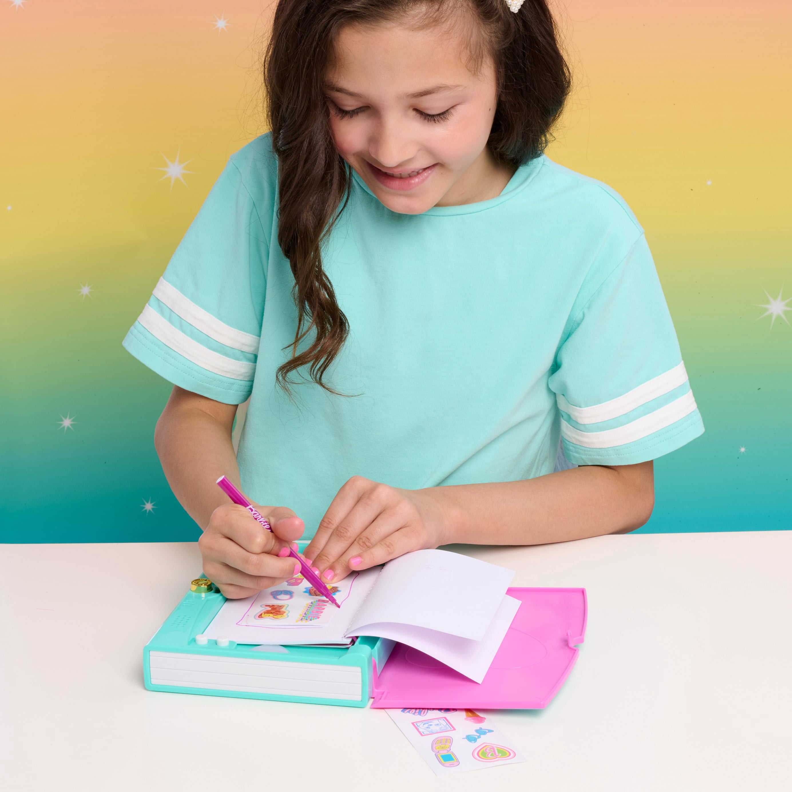 Barbie Secret Journal, Interactive Locking Diary with Lights and Sounds, 6 Pieces, 3 X AAA Batteries Not Included, Ages 3 and up