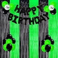 thumbnail image 3 of Green Black Graduation Backdrop 2026, Foil Fringe Curtains for Birthday Party Decorations, Halloween Photo Streamers, Green and Black Theme Party Supplies (3 Pack), 3 of 7