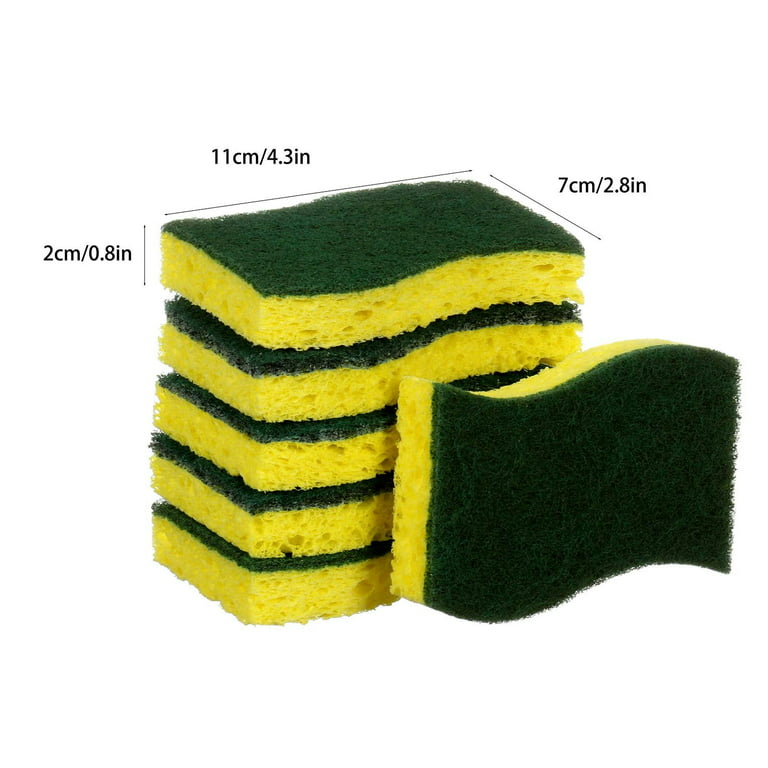 Dish Sponge for Kitchen, Dual Sided Scrub Sponge Heavy Duty, Non-Scratch  Sponges Perfect for Kitchen Dishwashing and Household Cleaning, Highly