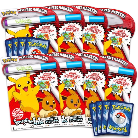 Paquete de Recuerdos para Fiesta de Pokémon con 8 Libros de Colorear Imagine Ink y 8 Cartas