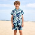 thumbnail image 2 of JUjie Boys 2-Piece Summer Outfit Short-Sleeve Bow Tie Activewear Button Closure Shirt Set Summer Outdoor Clothes Z02Multicolour 5-6 Years, 2 of 6