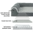 thumbnail image 6 of FurHaven Pet Products Two-Tone Faux Fur & Suede Deluxe Orthopedic Chaise Lounge Pet Bed for Dogs & Cats - Stone Gray, Jumbo, 6 of 16