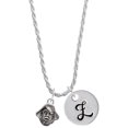 thumbnail image 1 of Delight Jewelry Silvertone Small Pirate - Mascot Silvertone Script Initial Disc - Z - Charm Necklace, 20"+3", 1 of 4