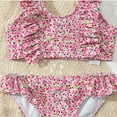 thumbnail image 7 of RUTAYY Toddler Girls Swimsuit Set Ruffle Trim Bikini With Pastel Floral Pattern Cartoon Sun Protction Swimwear Beach Vacation Bohemian Beachwear, 5-6 Years, 7 of 7
