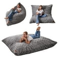thumbnail image 5 of Congermom 4 in 1 Bean Bag Chair, Giant Memory Foam Filling Bean Bag Sofa, Adult Bean Bag Chair, Machine Washable Faux Fur Cover, Bean Bag for Adult (Grey), 5 of 8