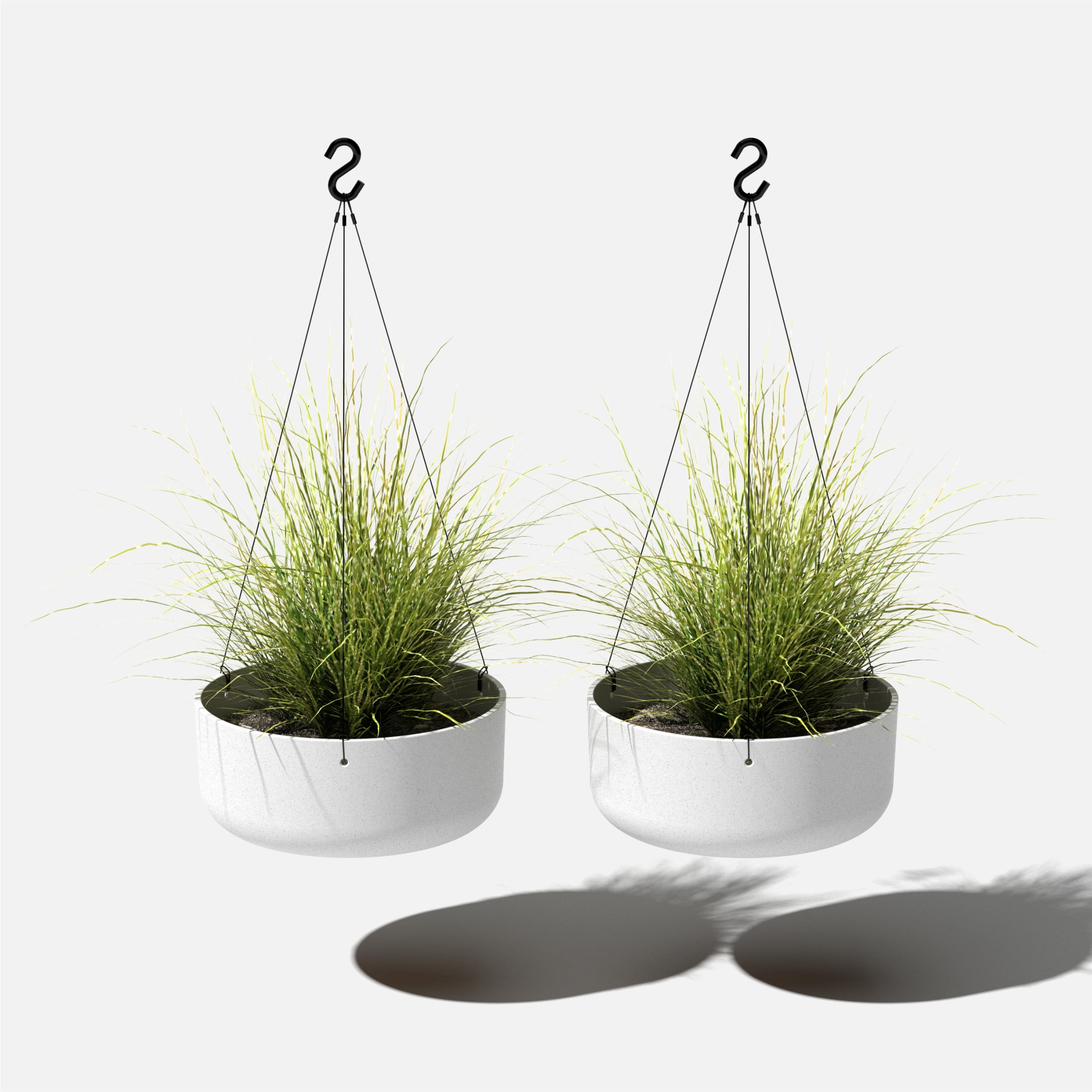 Veradek Mason Series Hanging Kona Bowl 14" Plastic-Stone Planter 2-Pack White