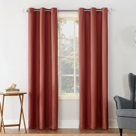 Sun Zero Cooper Textured Thermal-Lined Blackout Energy-Efficient Grommet Curtain Panel, 40"X84", Red (Single Panel), 40"X84", Red