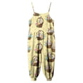 thumbnail image 4 of YDFCWXW Jumpsuits for Girls Casual Sleeveless Loose Spaghetti Strap Summer Rompers Long Pants (Yellow, 9-10 Years), 4 of 6