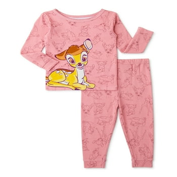 Bambi Baby Girls' Cotton Top and Pants Pajama Set, 2-Piece, Sizes 9M-24M
