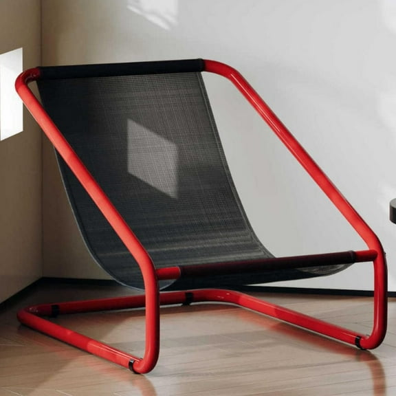 Lazy Sofa Chair, Modern Upholstered Armchair, Leisure Chair, Single Recliner, Simple Lounge Chair, Metal Frame Sling Accent Chair for Bedroom,Living Room,Backyard,Balcony,White a