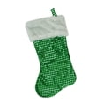 thumbnail image 3 of Northlight 18" Green and White Faux-Fur Cuffed Disco Sequined Christmas Stocking, 3 of 3