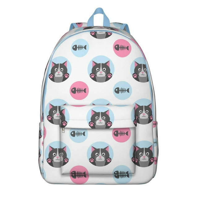 Minimalist Cat Design Backpack – Geometric Cat Pattern Bookbag with Artistic Abstract Cat Print
