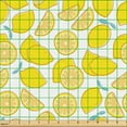 thumbnail image 2 of Ambesonne Summer Vibes Fabric by the Yard Upholstery, Lemon Pattern on Plain, 3 Yards, White Mustard and Cadet Blue, 2 of 5