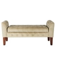 thumbnail image 2 of Velvet Upholstered Button Tufted Wooden Bench Settee With Hinged Storage, Beige and Brown - Saltoro Sherpi, 2 of 14