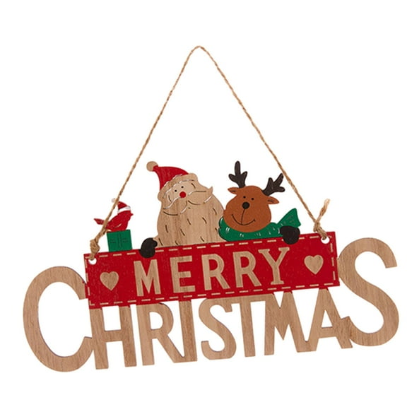 Merry Christmas Wooden Door Hanging Sign Christmas Plaque Sign for Wall