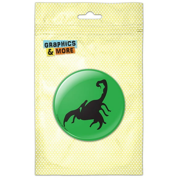 Black Scorpion on Green Pinback Button Pin Badge