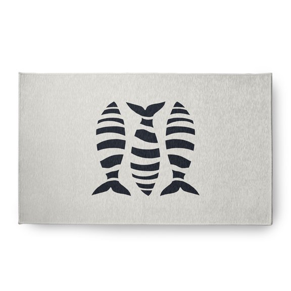 Simply Daisy 18 x 30 Puzzle Fish Nautical Chenille Rug, Shark Blue