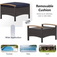 thumbnail image 5 of DORTALA 2 Piece Patio Wicker Ottomans, Square Ottoman Foot Rest with Cushions, Outdoor Rattan Footstool for Couch, Chair, Navy Blue, 5 of 7