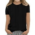 thumbnail image 1 of T-shirts Décontractés Unis pour Filles à Oeillets Texturés, Col Rond, Manches Courtes, Confort, pour Enfants, 1 of 4