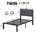 thumbnail image 3 of Hisoft Twin Size Bed Frame with Linen Upholstered Headboard, Metal Support, Under-Bed Storage, Noise-Free, Grey, 3 of 7