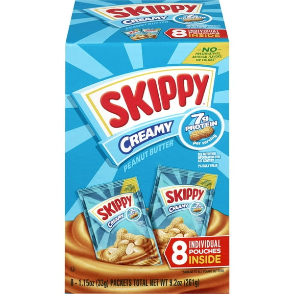 2 x - SKIPPY Creamy Peanut Butter Individual Squeeze Packs, 9.2 Ounce, (8 Pouches, Pack of 8)