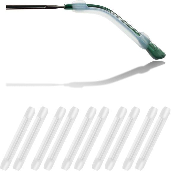 Soft Silicone Eyeglasses Temple Tips Sleeve Retainer 10 Pairs, Anti-Slip Elastic Ear Grippers for Glasses, Comfortable Non-Slip Eyewear Ear Pads for Eyeglasses Sunglasses Reading Glasses, Clear