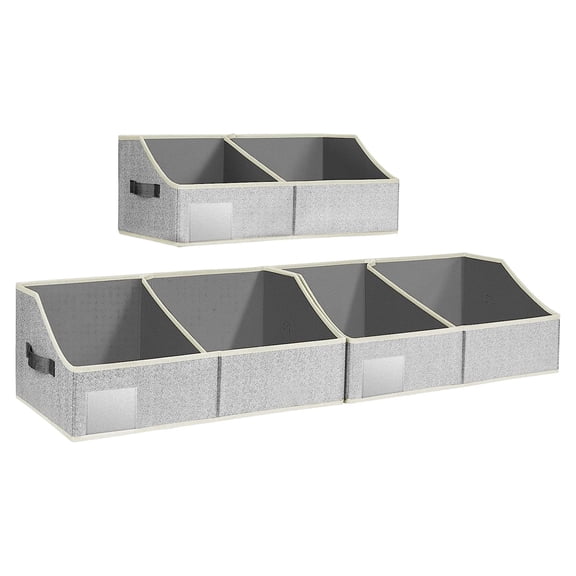 DIMJ Closet Storage bins, Fabric Collapsible Closet Organizer and Storage Cube Bins with Handle for Bathroom Bedroom Office Shelf, Trapezoid Clothes Organizer Toy Box, 3 Pack Blended Medium