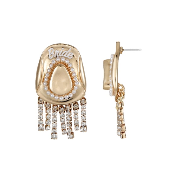 Packed Party Gold Western Hat Earrings, 1 Pair