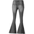 thumbnail image 6 of Women's Flared Jeans, High-Waist Stretch French-Style Jeans, Loose-Leg Buttoned Denim Pants, Flared Denim Jeans (S-5XL) grey 4XL, 6 of 7