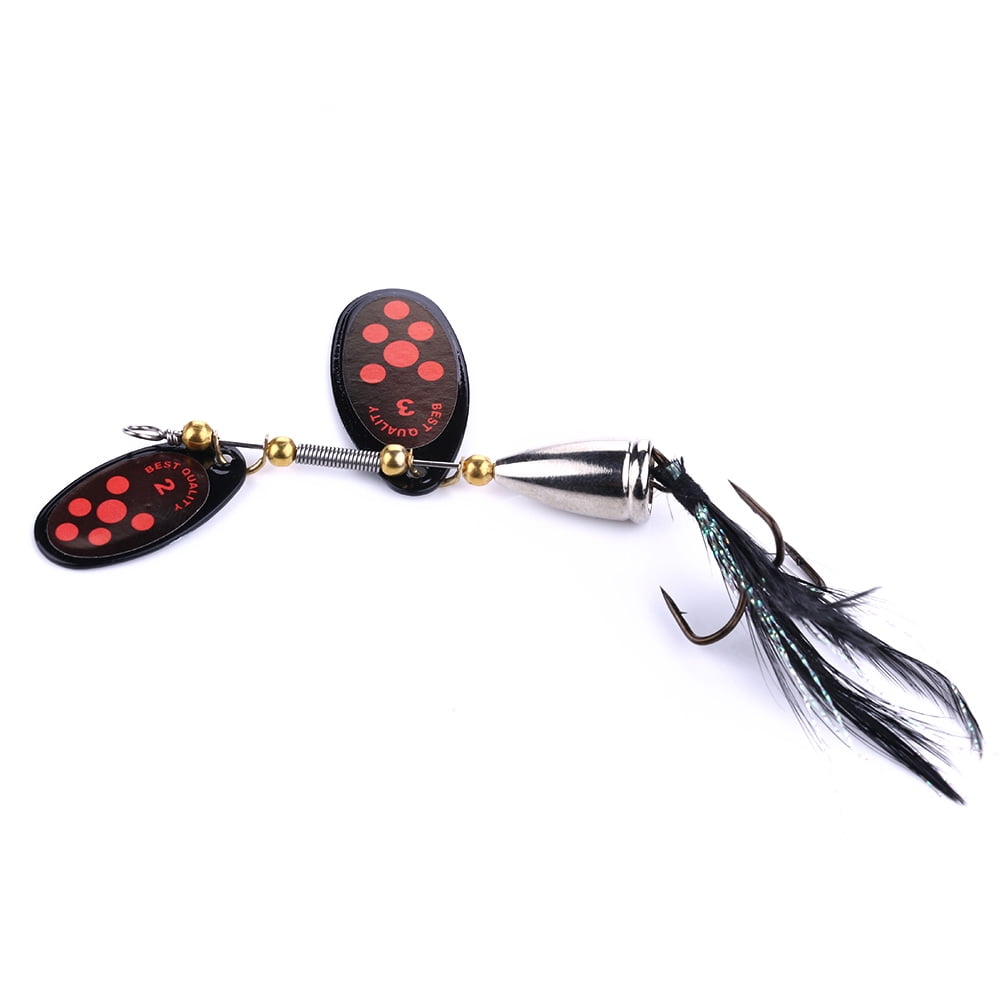 Fishing Lure Spinnerbaits, HENGJIA 6PCS Fishing Lures with Feathered Treble Hooks,Trout Bass Salmon Hard Metal Spinner Baits Kit Rooster Tail Fishing Lures Kits,1/2oz