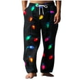thumbnail image 2 of QLEICOM Men's Pants,Pants for Men,Men's Christmas Print Wide Leg Pants with Elastic Drawstring Waist Comfortable Lounge and Beach Pants for Holiday Season, 2 of 5